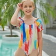 thumbnail image 4 of URMAGIC 7-11T Child Girls Tie-dye Short Sleeve Ruffles One-Piece Swimsuit Swimwear, 4 of 8