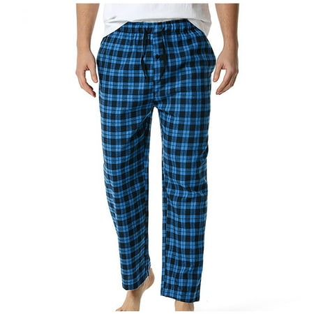 

Men S Breathable Plaid Print Pajamas Pants Straight Yoga Pants Home Pants Casual Pants