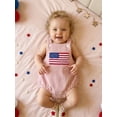 thumbnail image 6 of BemeyourBBs Newborn Baby Boy Girl My First 4th of July Outfit Patriot Independent Day Summer Clothes Romper Overalls USA Flag Embroidery Sleeveless Square Neck Backless Jumpsuit Bodysuit Overalls, 6 of 9