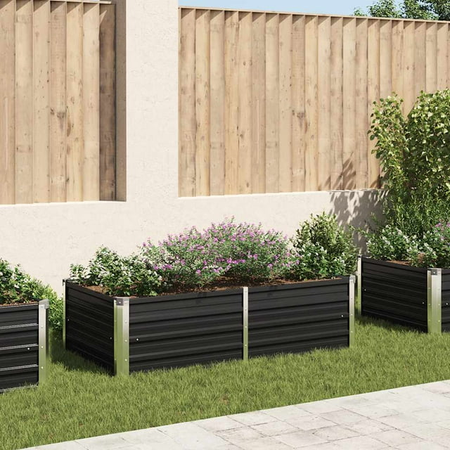 vidaXL Jardinière Surélevée en Acier Galvanisé, Résistante aux Intempéries, Anthracite, 63"x31.5"x17.7 Pouces