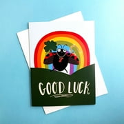 Good Luck Greeting Card with Ladybug and Rainbow Design – Cute and Cheerful Card for Best Wishes – Blank Inside, Envelope Included – Perfect for Any Occasion
