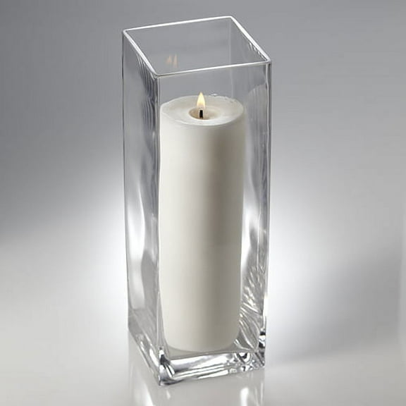 Richland Pillar Candle 9" & Eastland Square Holder 12" White Set of 12