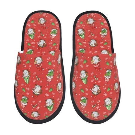 

Qokaie merry Christmas gnome Print Fuzzy Slippers for Women – Soft Plush Indoor Slippers with EVA Sole Cozy and Comfortable for Home and Travel-Medium