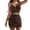 Brown, variant on ANINEO Womens Summer Dresses Front Hollow Out Strap For Casual Satin Spaghetti Strap Midi With Cutout Detailing Elegant Everyday Wear Solid Color Sleeveless V-Neck Trendy Dress