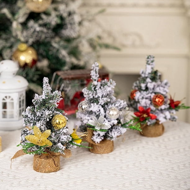 Paquete de 3 Miniárboles de Navidad Artificiales para Mesa, Pequeños Árboles de Navidad de Pino, Decoración para Interiores y Fiestas.