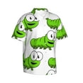thumbnail image 2 of Cute Cartoon Green Caterpillars Men's 3d Print Casual Button Down Shirts, Novelty Hawaiian Short Sleeves L, 2 of 8