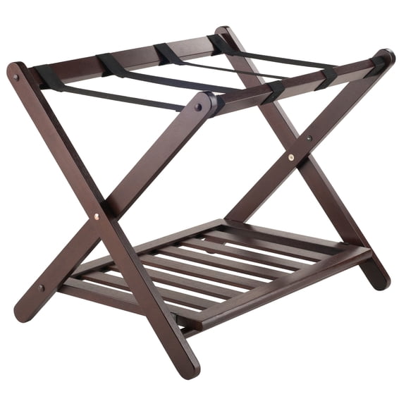 Contemporary Home Living Remy Luggage Rack with Shelf in Cappuccino