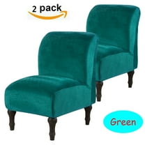 2 Pack Stretch Armless Chair Covers Accent Chair Slipcovers Protector Modern Solid Velvet Slipper Chair Cover for Living Room (Green)