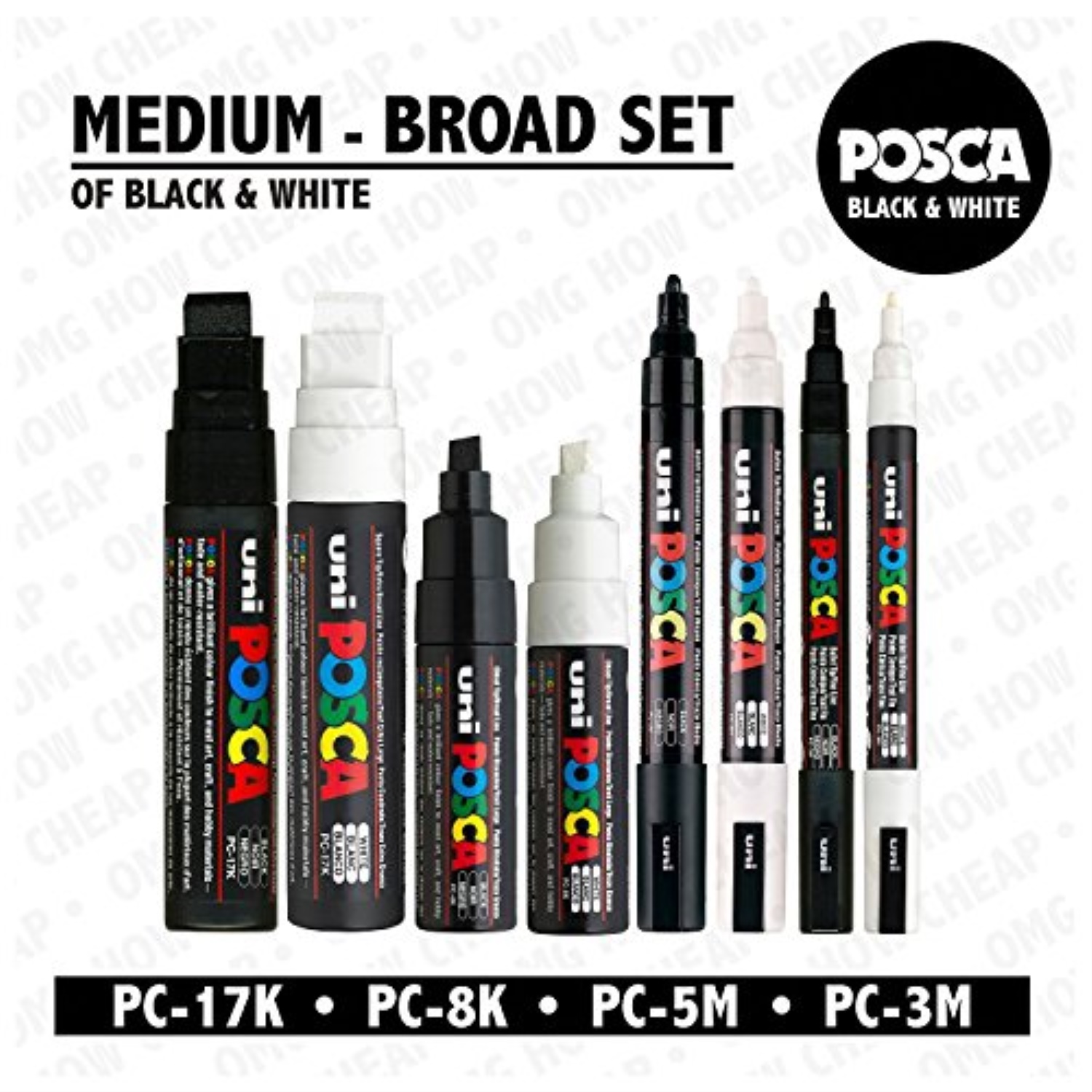 black and white posca pens