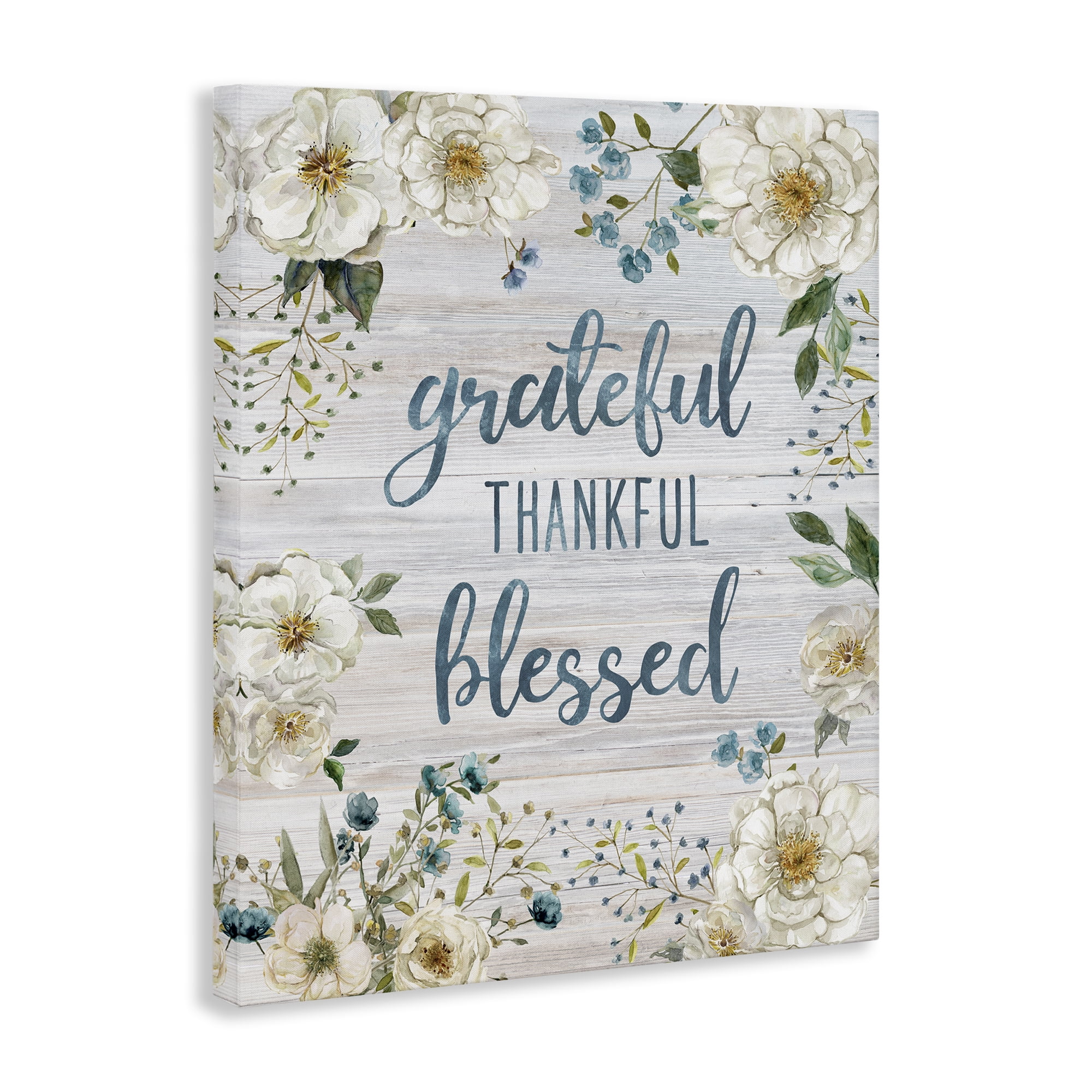 Stupell Industries Floral Gratitude Phrases Plants & Flowers Painting Wrapped Canvas Art Print Wall Art, 30 x 40