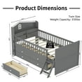 thumbnail image 3 of Twin Size Montessori Floor Bed with 4 Drawers, Low Wooden Platform Bed with Guardrail Headboard & Ladder, Playhouse Bedframe for Girls Boys, No Box Spring Needed, Easy Assembly, Gray, 3 of 8