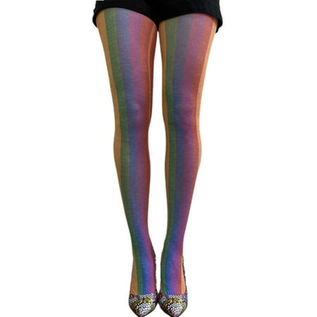 

Rainbow Illusion Knitted Patterned Tights For Women