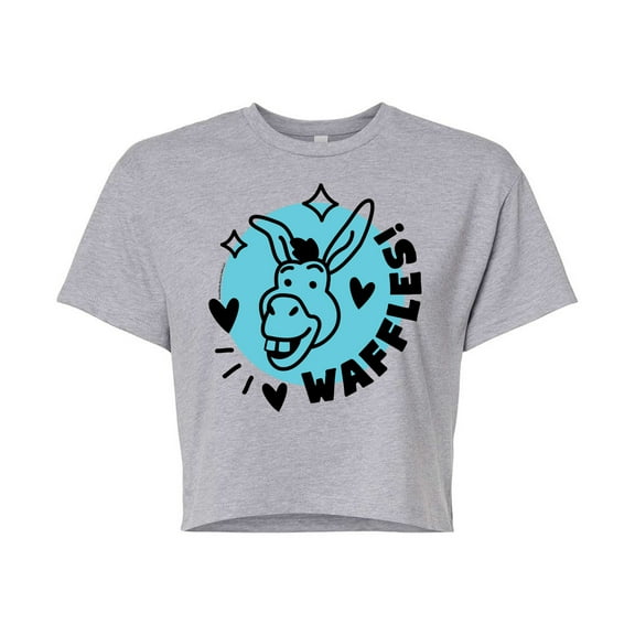 Shrek - Waffles Donkey - Juniors Cropped Cotton Blend T-Shirt
