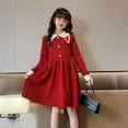 thumbnail image 6 of Wavsuf Children Girls Casual Dresses Knitted Wine Children's Clothing Size 120, 6 of 9
