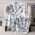 thumbnail image 3 of Throw Blanket for Couch Blue Floral Soft Fleece Flannel Blankets Cozy Lightweight Blanket for Home Sofa Living Room Bird Flower Bed Throws 30" x 40", 3 of 9