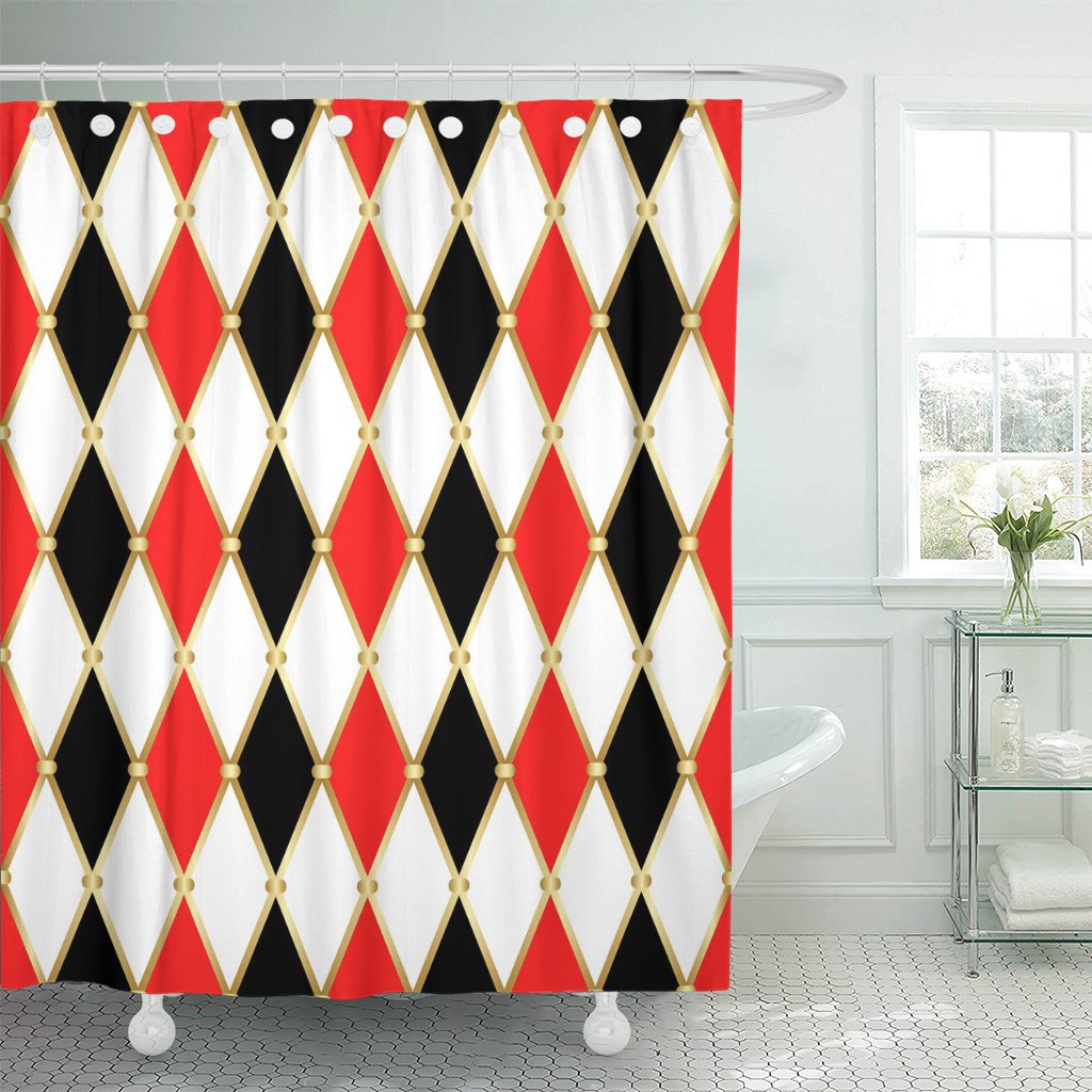 PKNMT Circus Harlequin Patterns Golden Grid Red White and Black