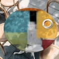 thumbnail image 3 of Abstract Painting Round Fitted Table Cover Art Style Orange Blue Yellow Grey Black Red Waterproof Table Cloth with Elastic Edge Wipeable Tablecloth for Picnic Camping Party Fits 36"-44" Diameter, 3 of 8