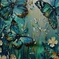 thumbnail image 5 of PRATYUS  Green Blue Butterfly Shower Curtain White Flowers Oil Painting Boho Bathroom  36x72, 5 of 7