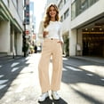thumbnail image 4 of Hfnxid Barrel Pants for Women Baggy Striped Wide Leg Pant High Waisted Leisure Trousers Casual Activewear Pants Orange XL, 4 of 9