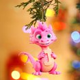 thumbnail image 6 of Holloyiver Personalized Pink Dinosaur Christmas Ornament, 26 Letters Hanging Pendant Ornaments, Plastic Initial Monogram Xmas Tree Decorations with Hanging Rope, Customized Funny Gift for Kids, 6 of 9