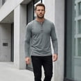 thumbnail image 3 of Youthup Men's Casual Henley Long Sleeve T-Shirt with Four-Button Detail & Color Block Design for Daily Wear, 3 of 10