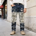 thumbnail image 5 of Aihuaihua Boy's Stylish Moto Biker Ripped Distressed Fit Stretch Fashion Denim Jeans Blue, 5 of 9