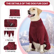 IDOMIK Pullover Dog Sweater with Leash Hole - High Collar Cold Weather Dog Pajamas for Large Dogs - Indoor & Outdoor Use(Red,S)