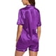 thumbnail image 4 of Guardurnaity Pijama de satén para Selfieee, ropa de dormir de manga corta para mujer, ropa de dormir suave con botones, conjunto de pantalones Pijama Púrpura 4XL, 4 of 6