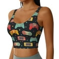 thumbnail image 2 of Fotbe Retro Video Game Pattern Womens' Sports Bra Longline Wirefree Padded with Medium Support Sports Moisture-Wicking Workou Vest,Tank Top-Small, 2 of 7