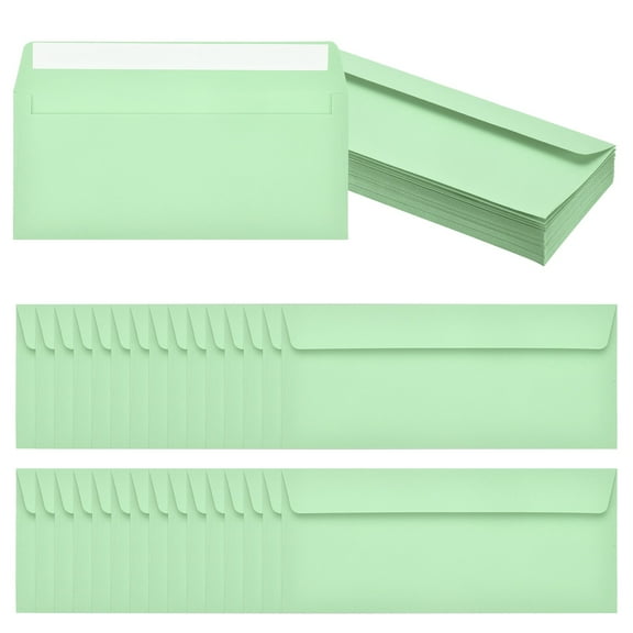 Uxcell 60 Pack Light Green #10 Business Envelopes, Colored Self Seal Letter Size
