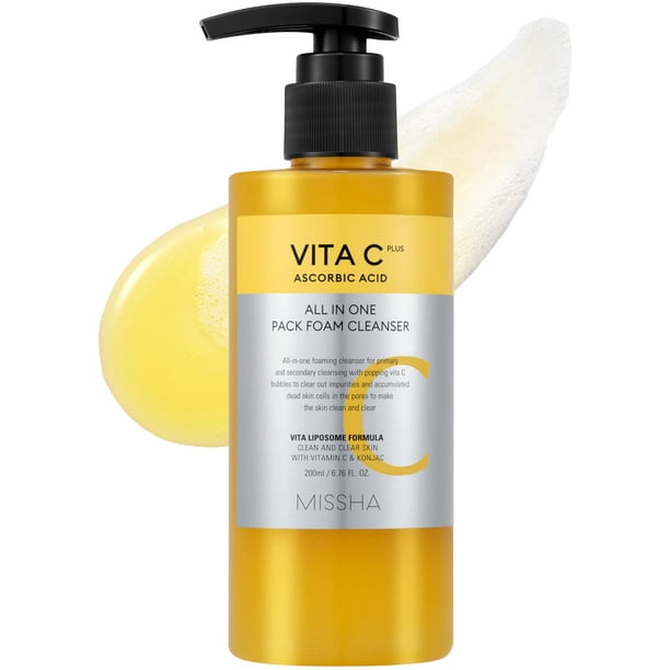 Limpiador facial MISSHA Vita C Espuma de burbujas todo en uno, 200 ml