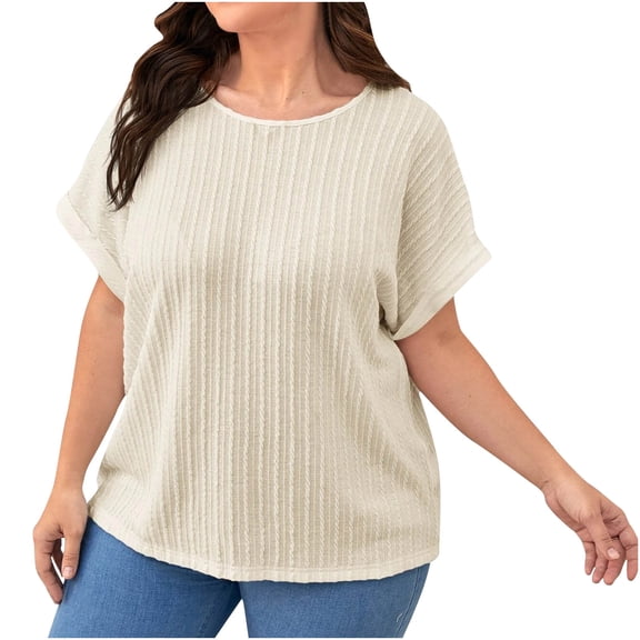 Mittory Women's Tops Trendy Casual Crew Neck Lightweight Shirts Knit Tunic Basic T-Shirt