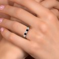 thumbnail image 4 of Gem Stone King 10K Two Tone Gold White Topaz and Black Diamond Wedding-Bands Ring for Women | 0.99 Cttw | Round 3.5MM | Gemstone November Birthstone | Size 7, 4 of 6