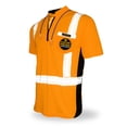 thumbnail image 1 of KwikSafety (Charlotte, NC) ENGINEER Short Sleeve Safety Shirt (Y-Neck Zipper w/POCKET) Class 2 ANSI OSHA Custom High Visibility Reflective Tape Construction Security HiViz Clothing Men | Orange Large, 1 of 7