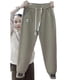 thumbnail image 2 of Pantalones harén color caqui para mujer, otoño e invierno, tallas grandes, forro polar, gruesos, cálidos, para uso exterior, pantalones casuales de cintura alta con tobillos atados, 2 of 2
