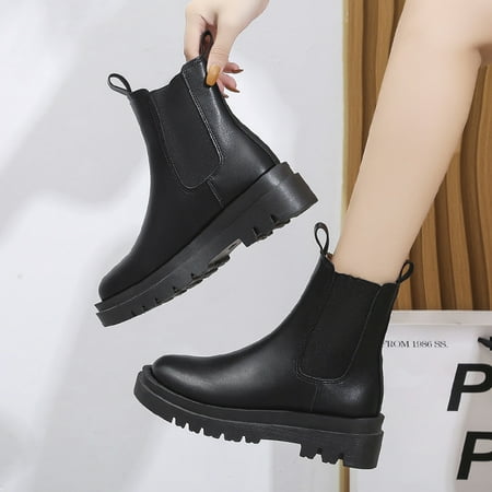 

Simple Slip On Chelsea Boots Fashion Winter Warm Solid Color Boots Women s Footwear
