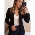 thumbnail image 3 of Solid Open Front Blazer, Elegante Chaqueta de Oficina de Manga Larga, Ropa de Mujer, 3 of 4