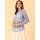 thumbnail image 3 of Blusa elegante floral con cuello de volantes y volantes de encaje de ganchillo para mujer Azules Grises XS, 3 of 5