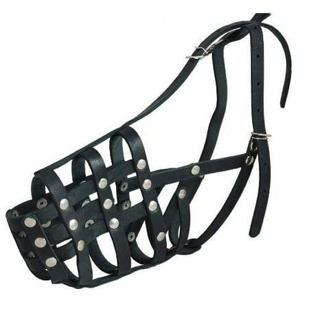 Secure Genuine Leather Mesh Dog Basket Muzzle - German Shepherd Female Doberman (Circumference 12 Snout Length 4.5 )