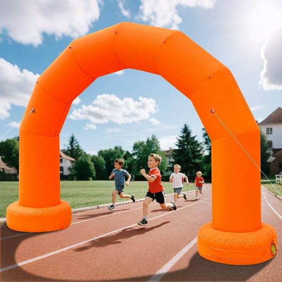 Wellcomer 10Ft Inflatable Event Arch, Half-circle Archway with Built-in Blower - Orange Color