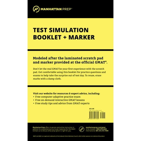 Manhattan GMAT Test Simulation Booklet w/ Marker (Best Gmat Practice Tests)