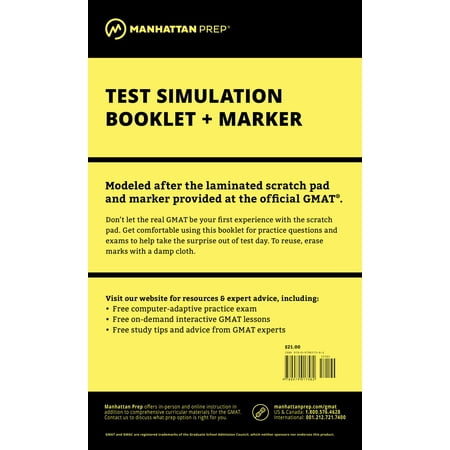 Manhattan GMAT Test Simulation Booklet w/ Marker (Best Public Middle Schools In Manhattan)