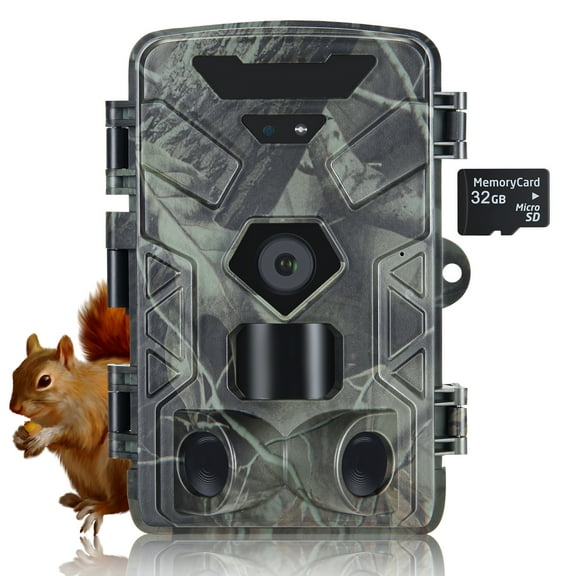 SuntekCam Trail Camera,50MP 4K Game Camera Hunting Camera with 32GB SD Card Low Glow Night Vision Motion Activated 120° Waterproof for Outdoor Scouting Wildlife Monitoring
