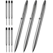 Cambond Ballpoint Pens, Guest Pen Stainless Steel Nice Pens for Guest Book Uniform Christmas Gift - Black Ink (1.0mm Medium Point), 3 Pens with 6 Extra Refills (Silver)