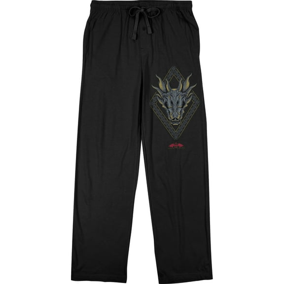 House Of The Dragon Dragon Head Logo Black Sleep Pajama Pants-Medium