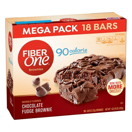 Fiber One Brownies, 90 Calorie Bar, Chocolate Fudge Brownie, 18 Fiber Bars Mega Pack, 16 oz
