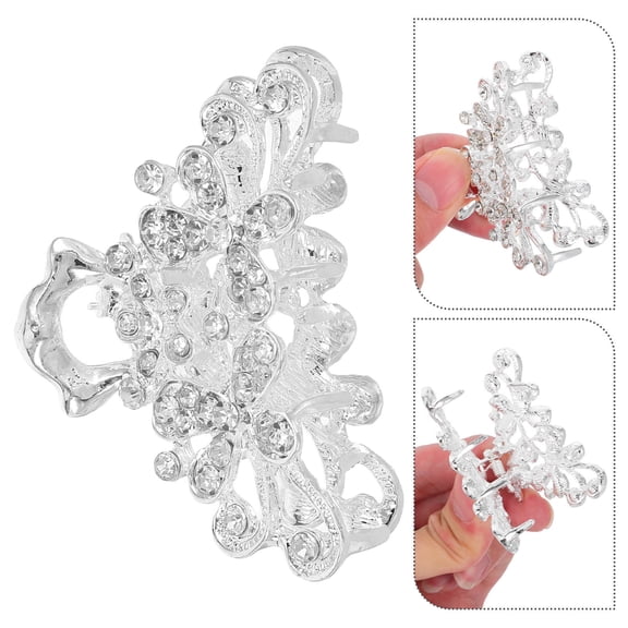 TABLZONE Rhinestone Hair Claw Mini Silver Style For Women 1Pack