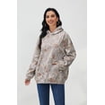 thumbnail image 3 of Women Camo Hoodies Maple Leaf Oversized Fleece Hooded Sweatshirt Loose Long Sleeve Pullover Top with Pocket Couple, 3 of 6