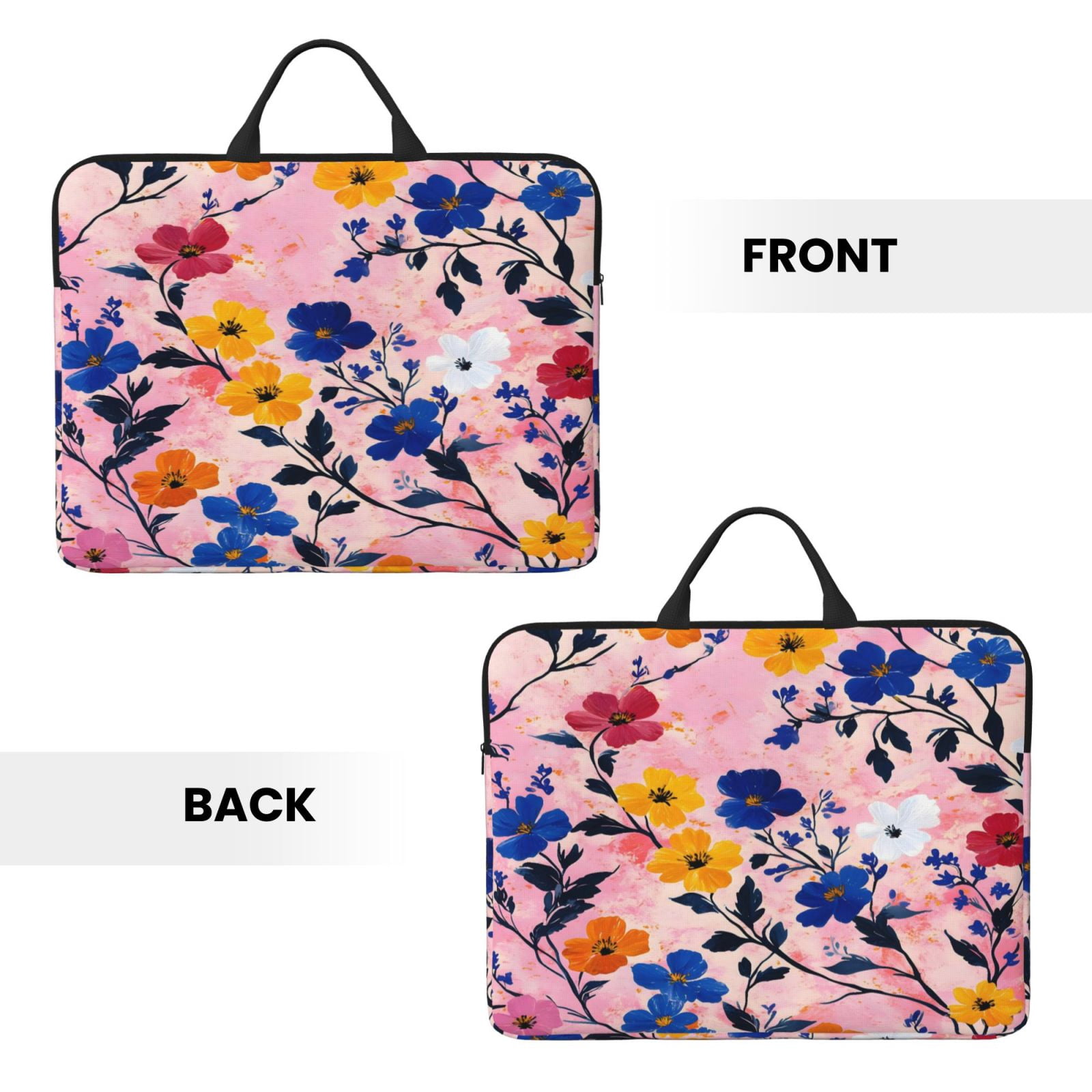 Laptop Sleeve Bag For Women Men 14inch Waterproof Durable Protective Computer Carrying Cover Handle Laptop Case Bag Flowers (3)