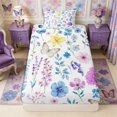 thumbnail image 4 of Manfei Botanical Flower Butterfly Twin Sheets 3pcs,Spring Garden Bedding,1 Flat Sheet,1 Fitted Sheet and 1 Pillowcase, 4 of 6